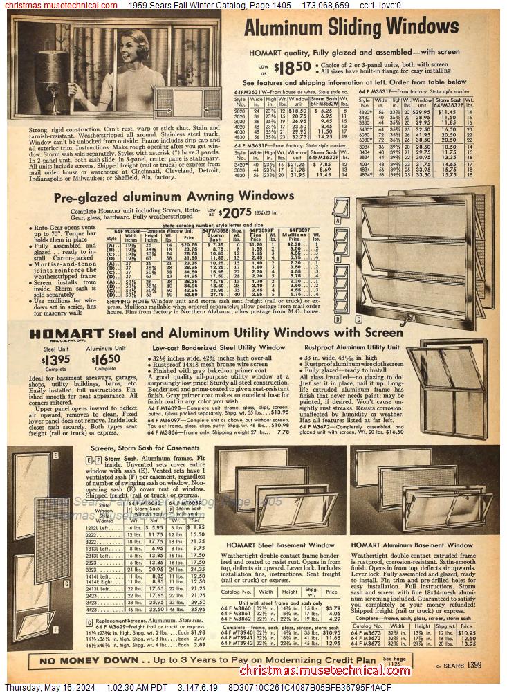 1959 Sears Fall Winter Catalog, Page 1405