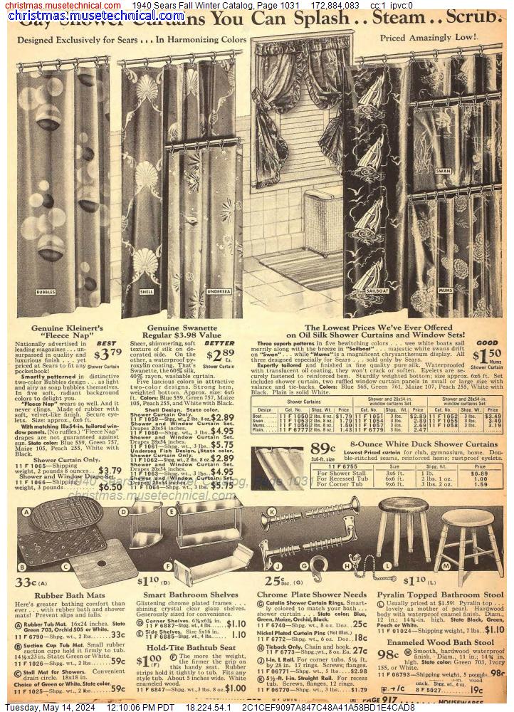 1940 Sears Fall Winter Catalog, Page 1031