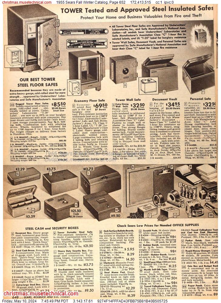 1955 Sears Fall Winter Catalog, Page 652