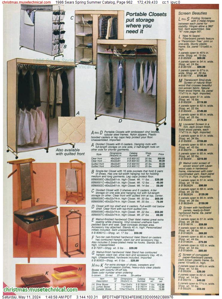 1986 Sears Spring Summer Catalog, Page 962