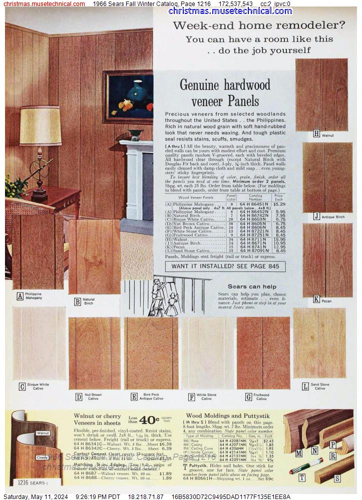 1966 Sears Fall Winter Catalog, Page 1216