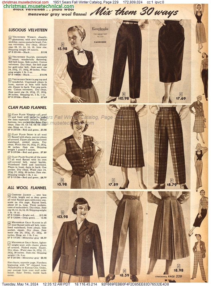 1951 Sears Fall Winter Catalog, Page 229