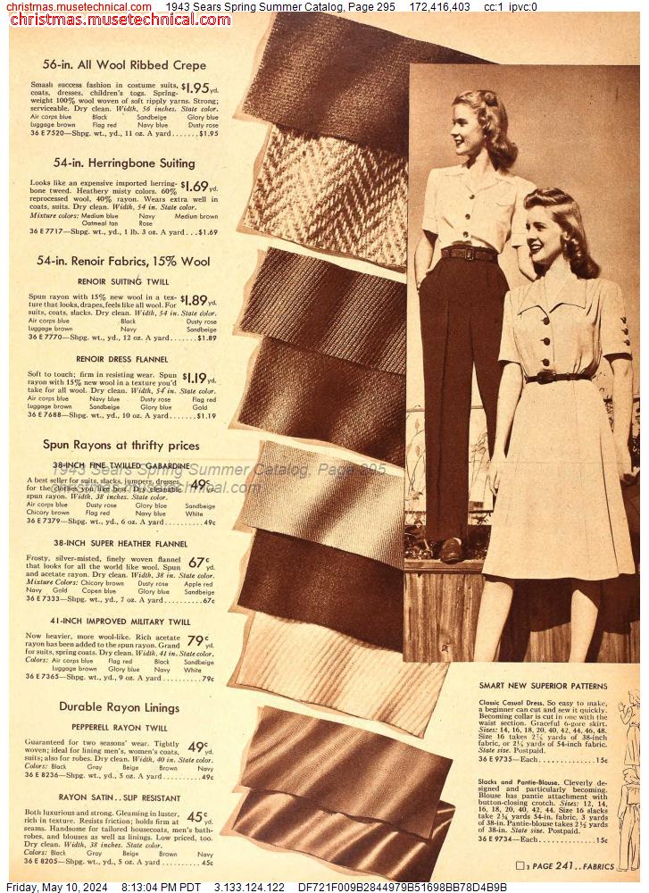 1943 Sears Spring Summer Catalog, Page 295