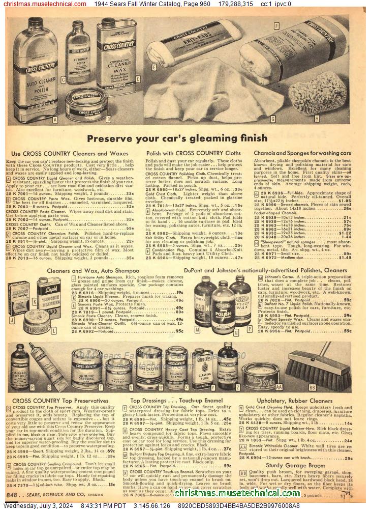 1944 Sears Fall Winter Catalog, Page 960