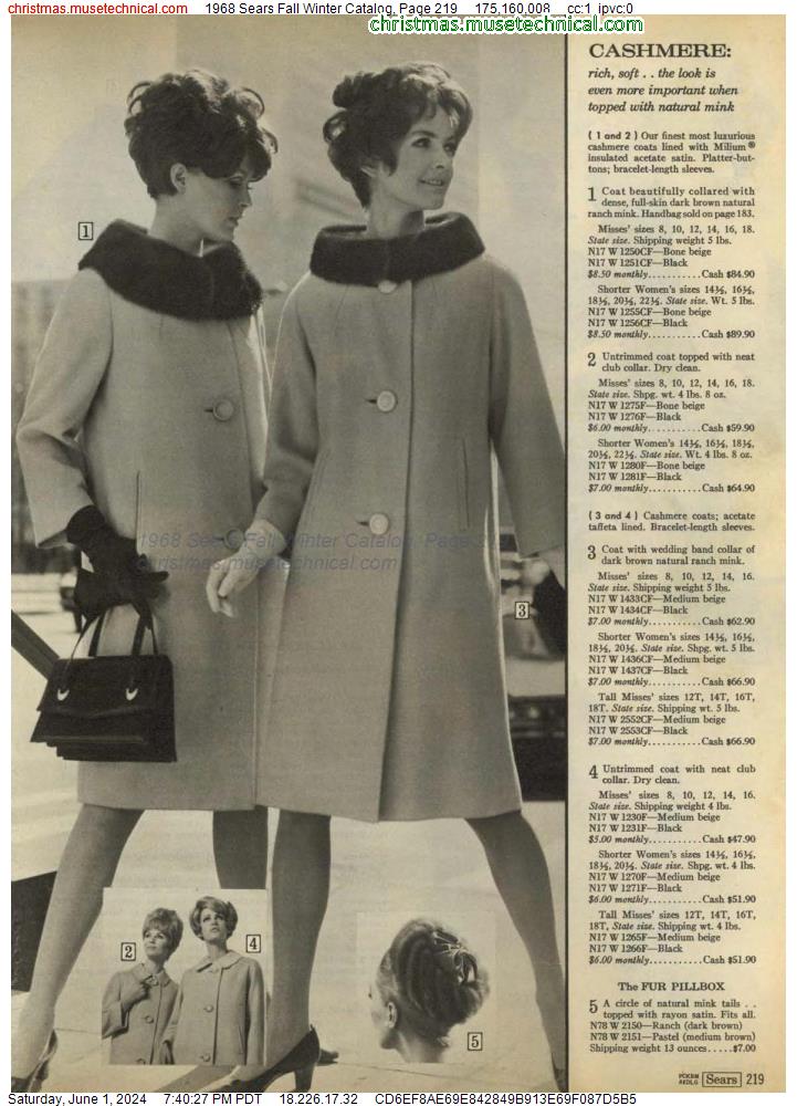 1968 Sears Fall Winter Catalog, Page 219