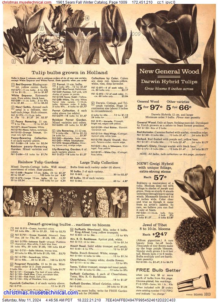 1961 Sears Fall Winter Catalog, Page 1009