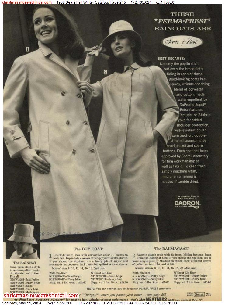 1968 Sears Fall Winter Catalog, Page 215