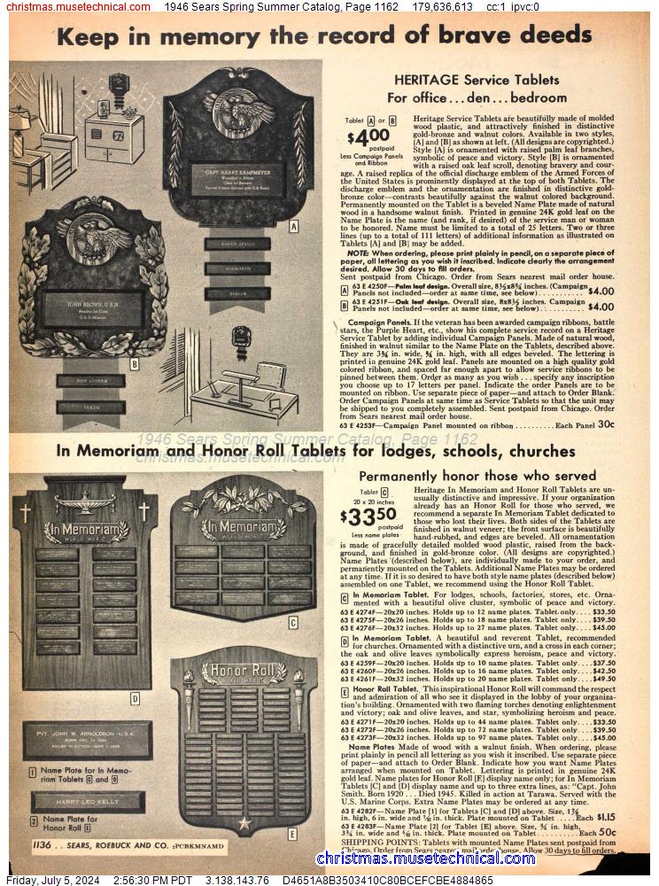 1946 Sears Spring Summer Catalog, Page 1162