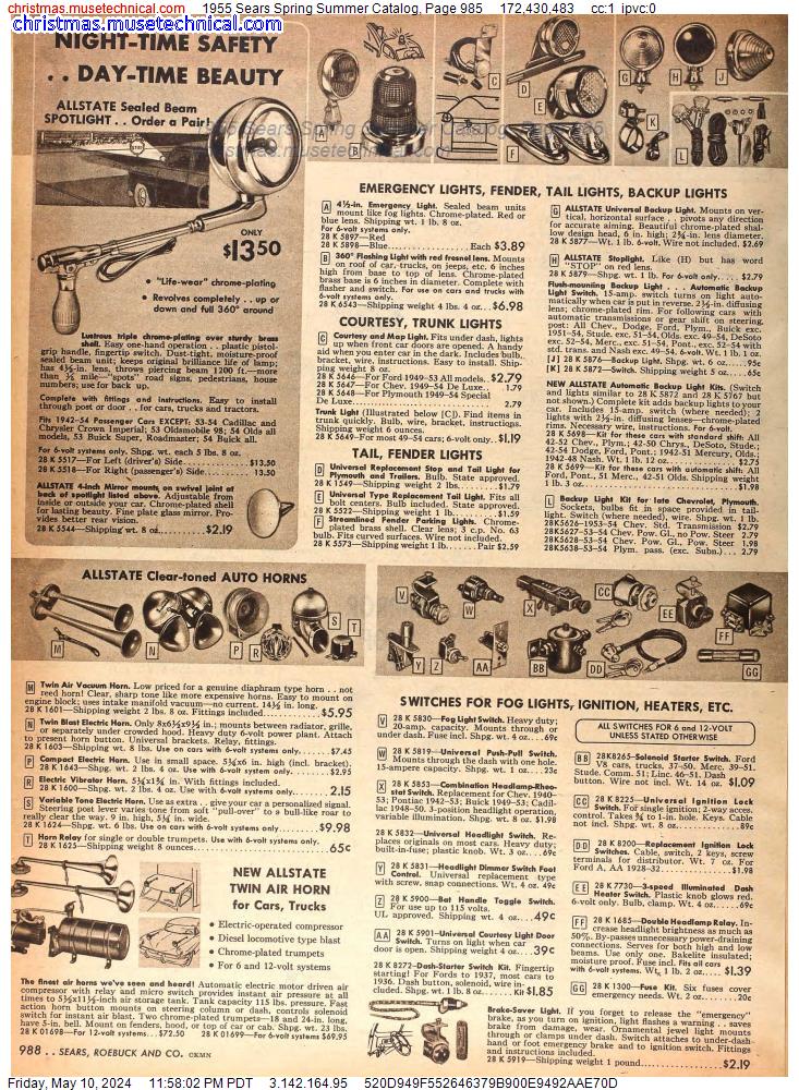 1955 Sears Spring Summer Catalog, Page 985