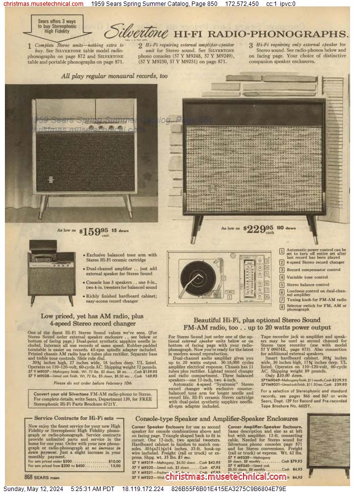 1959 Sears Spring Summer Catalog, Page 850