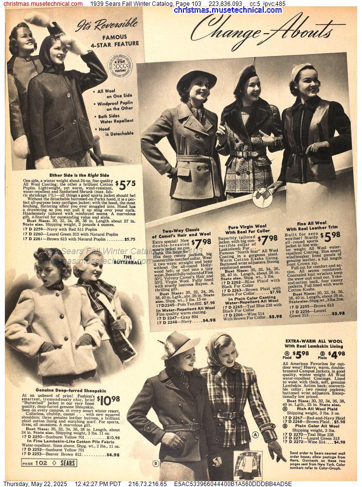 1939 Sears Fall Winter Catalog, Page 103