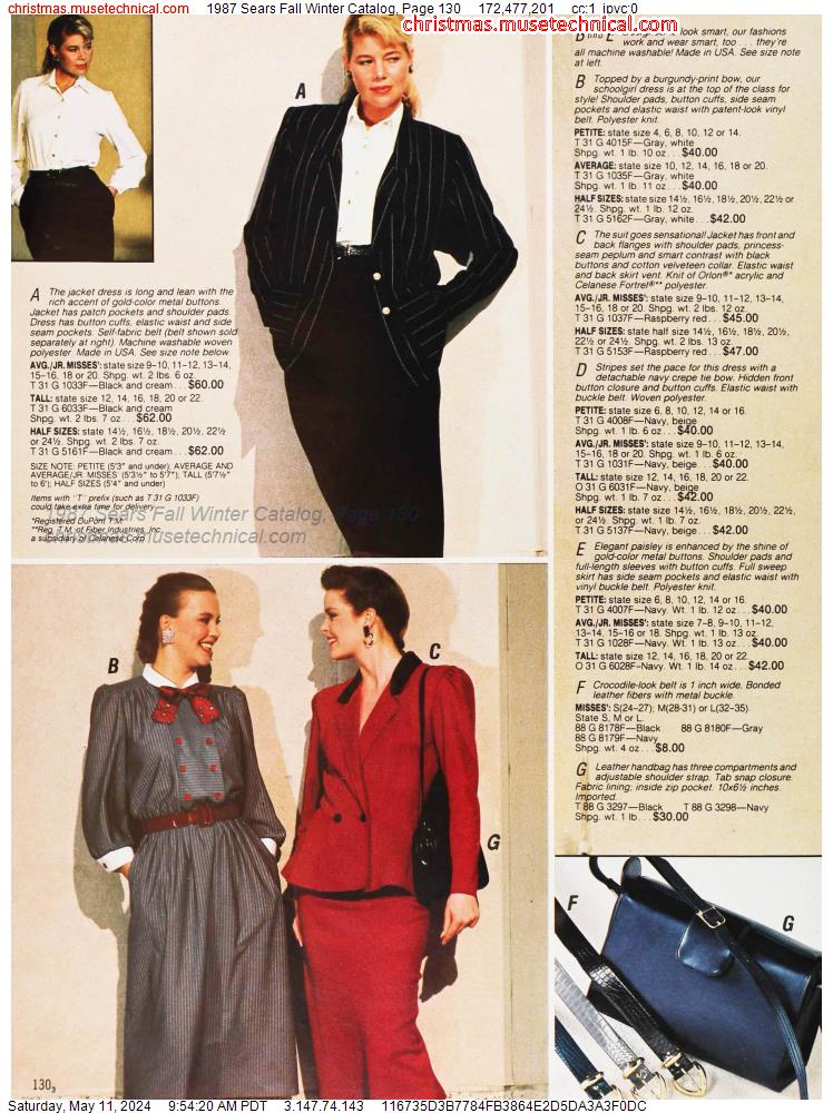 1987 Sears Fall Winter Catalog, Page 130
