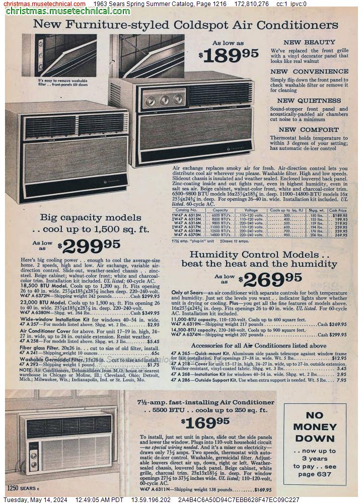 1963 Sears Spring Summer Catalog, Page 1216