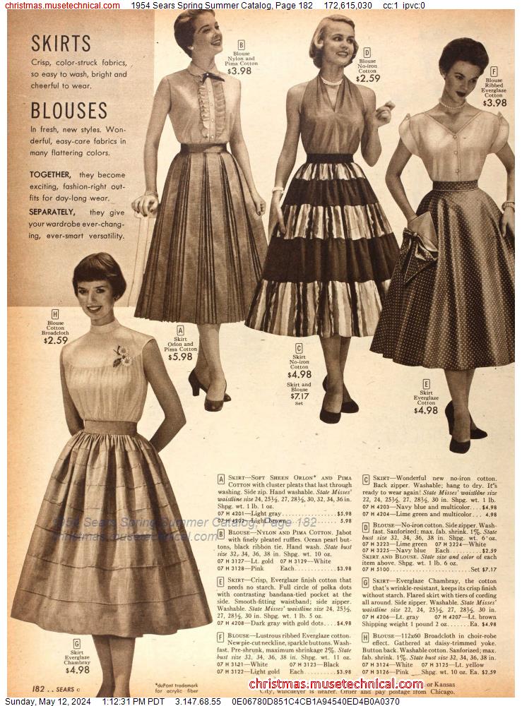 1954 Sears Spring Summer Catalog, Page 182