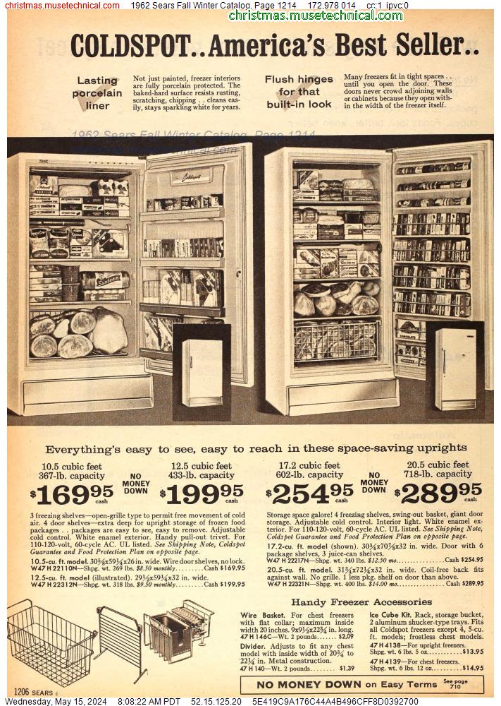 1962 Sears Fall Winter Catalog, Page 1214