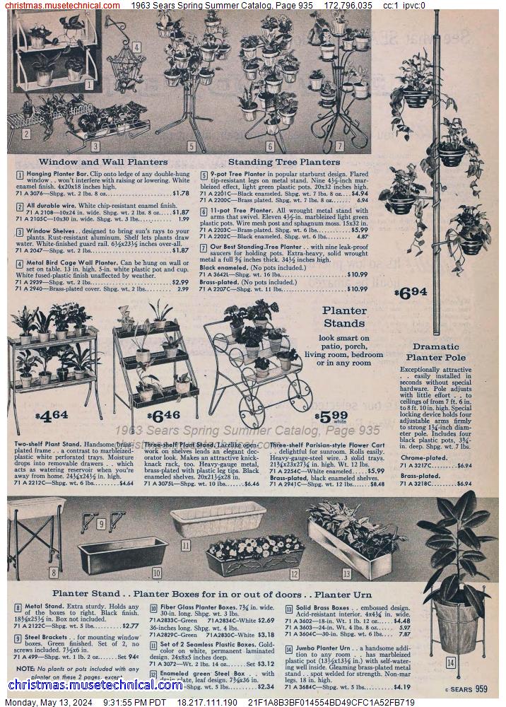 1963 Sears Spring Summer Catalog, Page 935