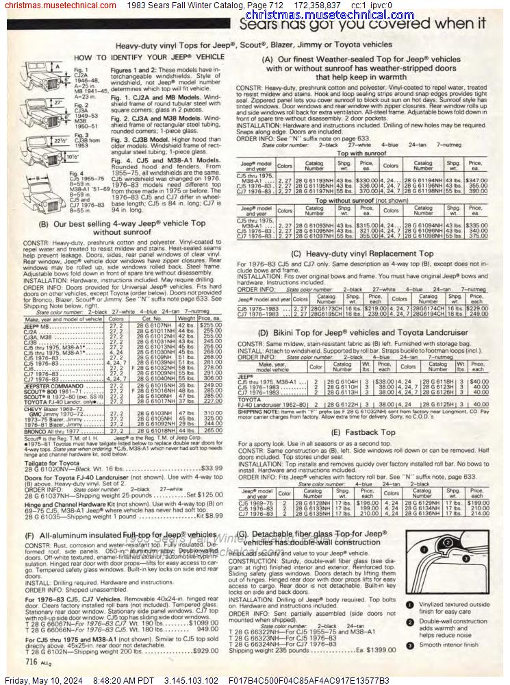 1983 Sears Fall Winter Catalog, Page 712