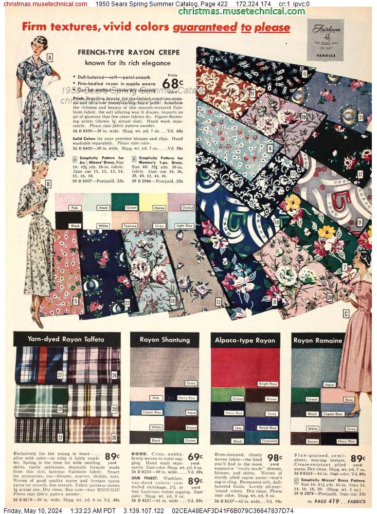 1950 Sears Spring Summer Catalog, Page 422