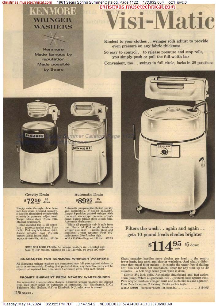 1961 Sears Spring Summer Catalog, Page 1122