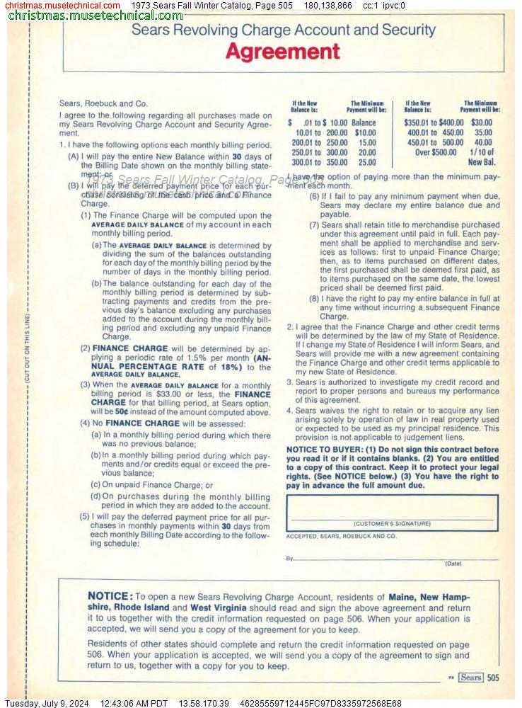 1973 Sears Fall Winter Catalog, Page 505