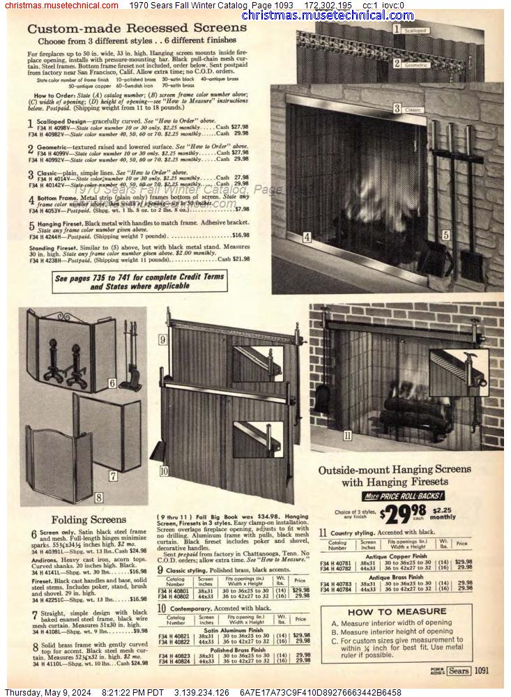 1970 Sears Fall Winter Catalog, Page 1093