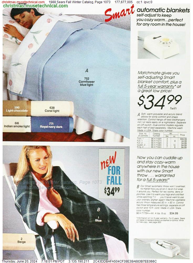 1988 Sears Fall Winter Catalog, Page 1073