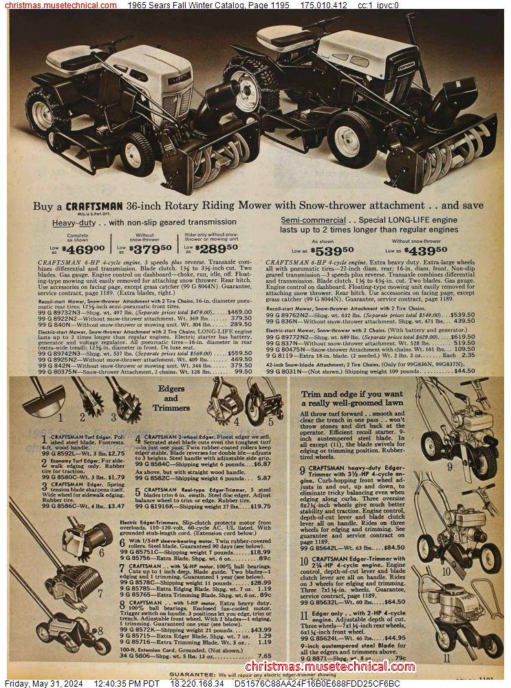 1965 Sears Fall Winter Catalog, Page 1195