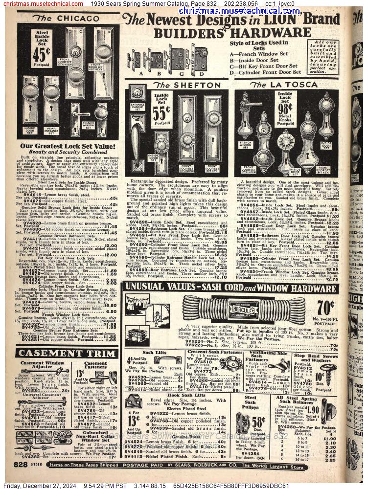 1930 Sears Spring Summer Catalog, Page 832