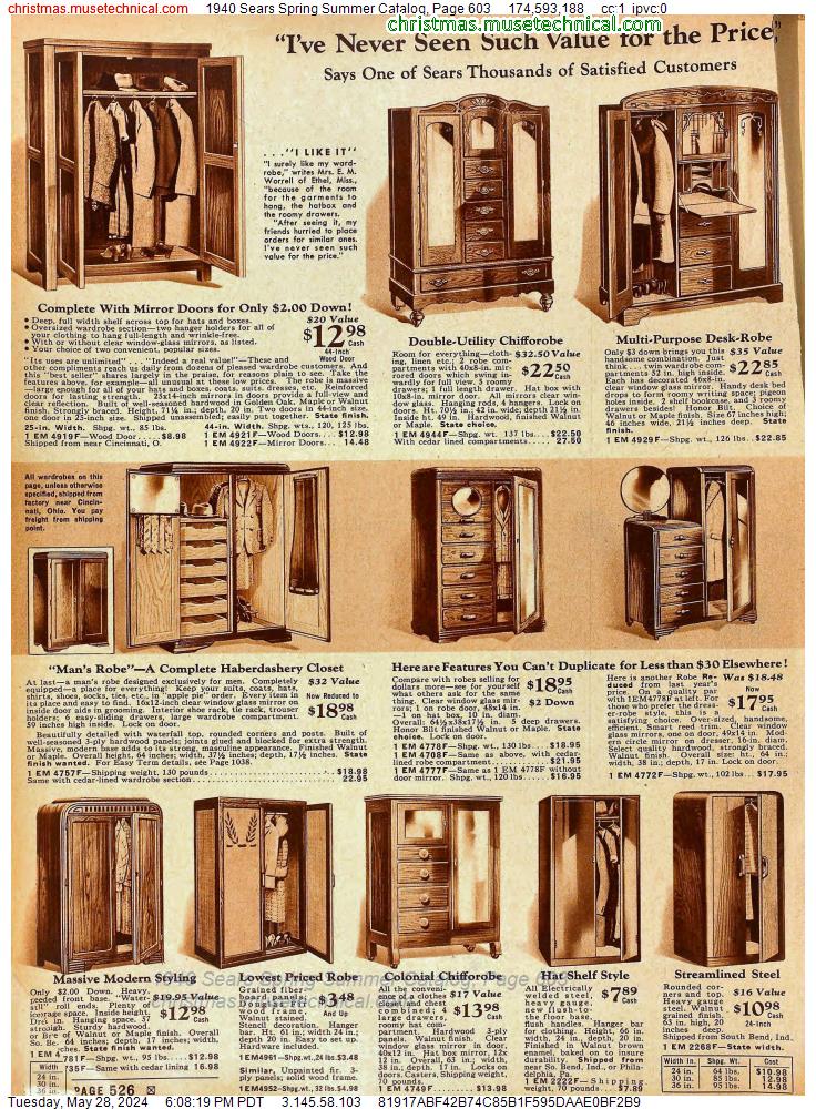 1940 Sears Spring Summer Catalog, Page 603