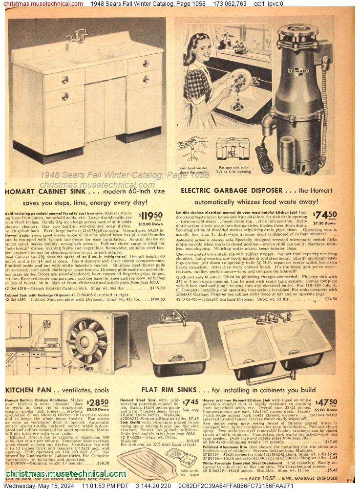 1948 Sears Fall Winter Catalog, Page 1058