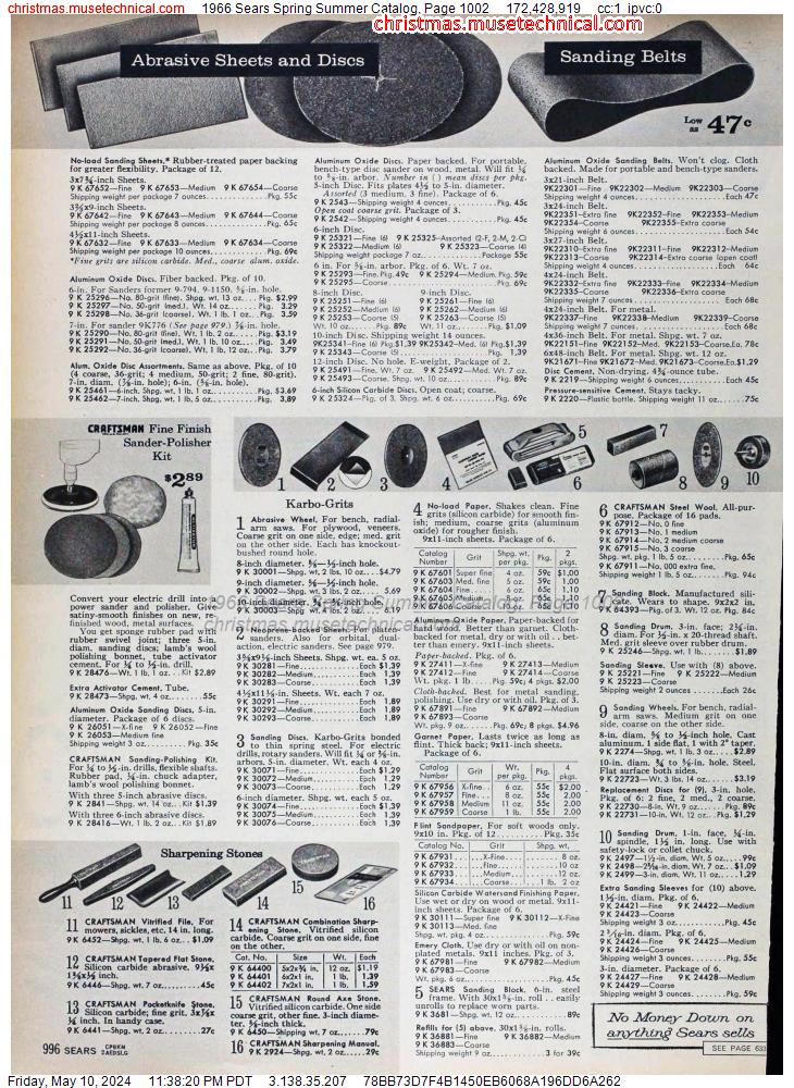 1966 Sears Spring Summer Catalog, Page 1002