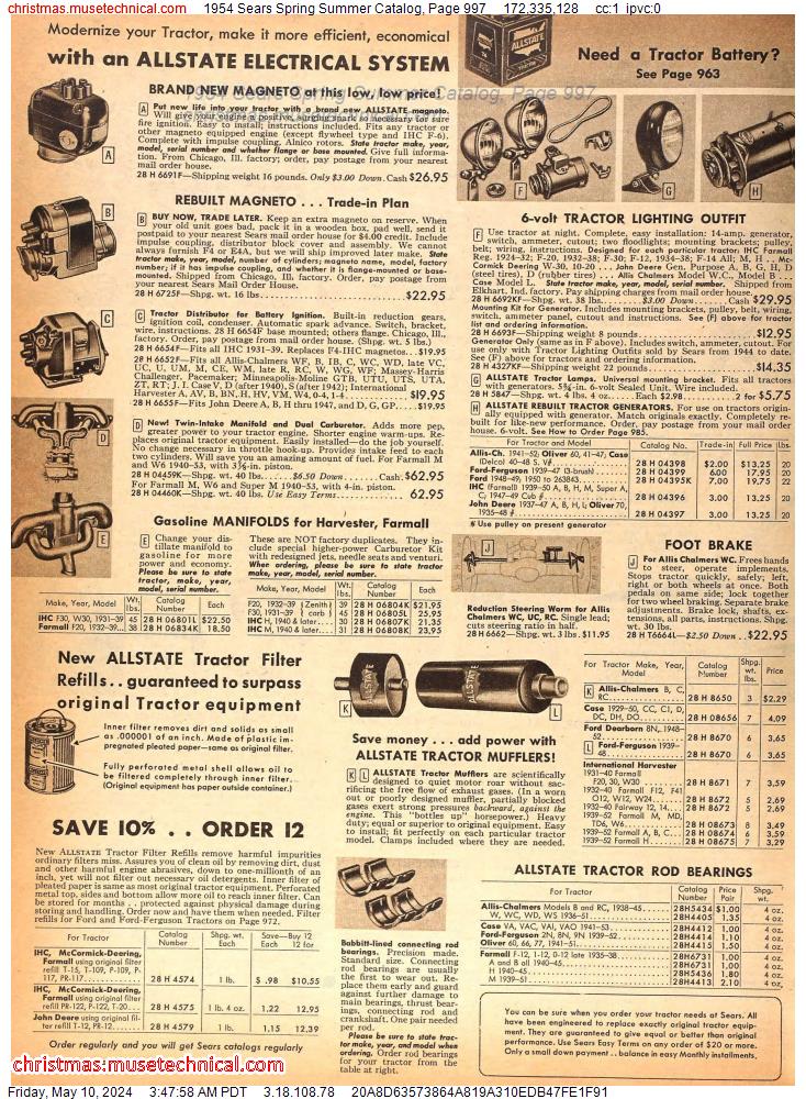 1954 Sears Spring Summer Catalog, Page 997
