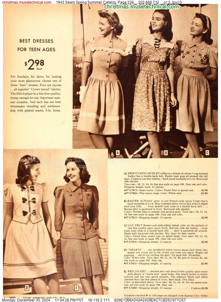 1943 Sears Spring Summer Catalog, Page 238