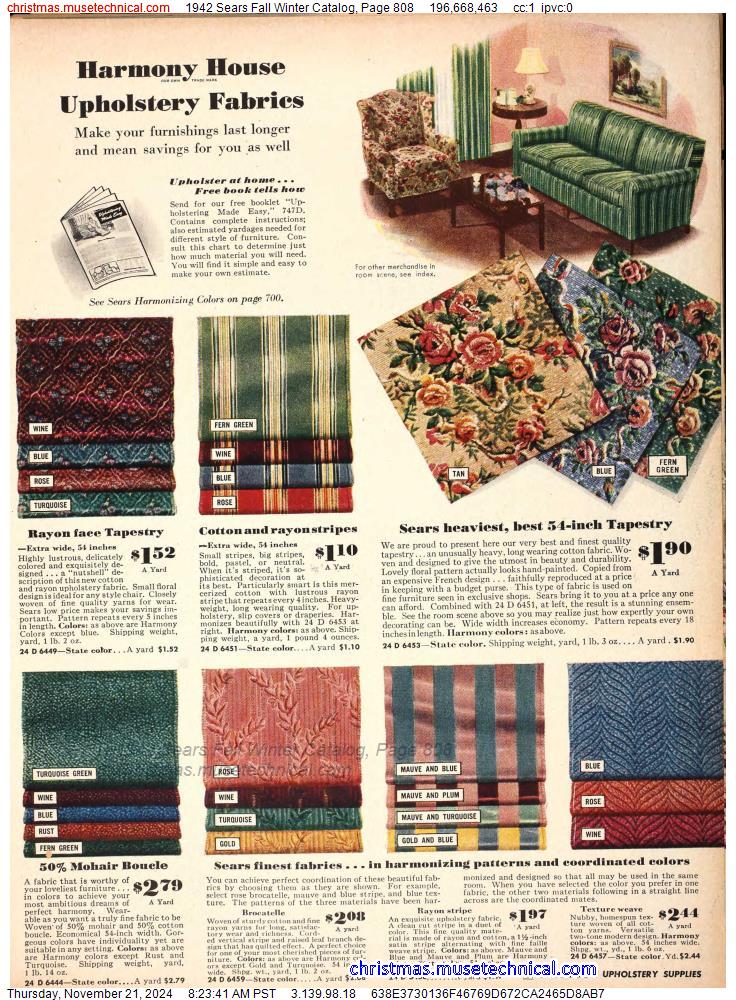 1942 Sears Fall Winter Catalog, Page 808