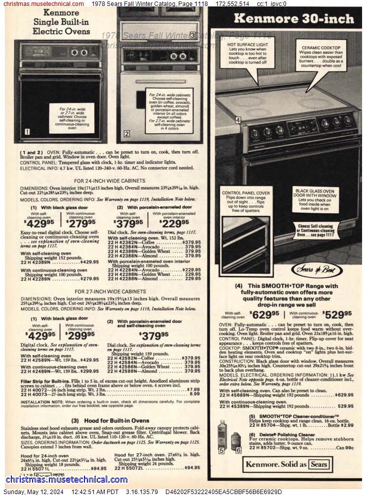 1978 Sears Fall Winter Catalog, Page 1118