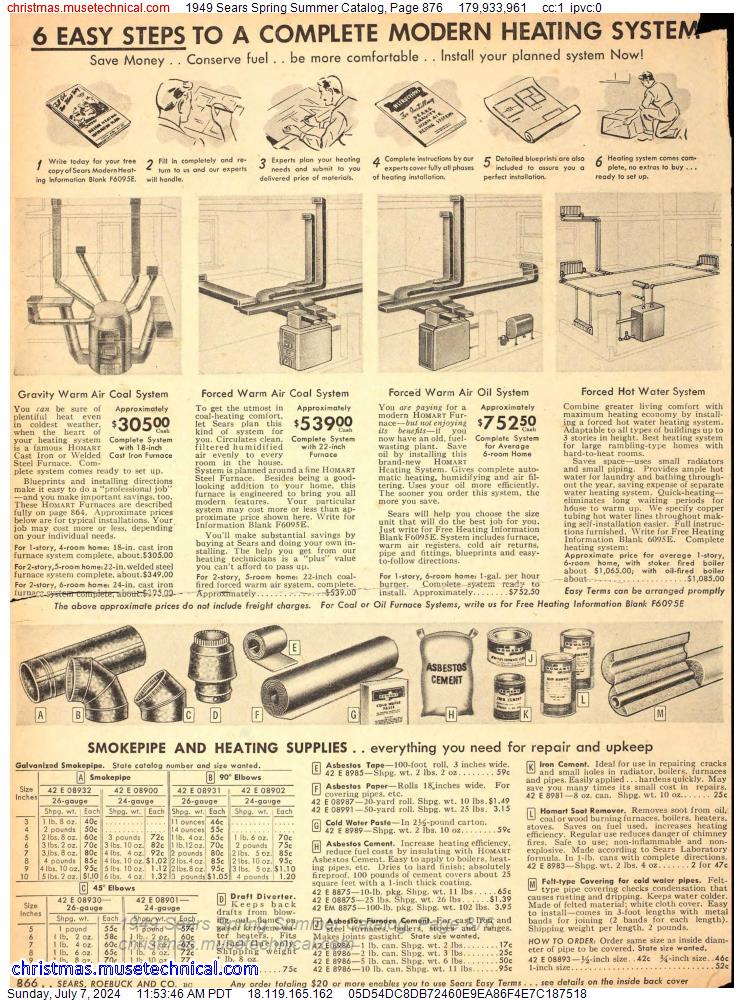 1949 Sears Spring Summer Catalog, Page 876