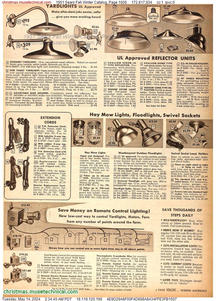 1951 Sears Fall Winter Catalog, Page 1005