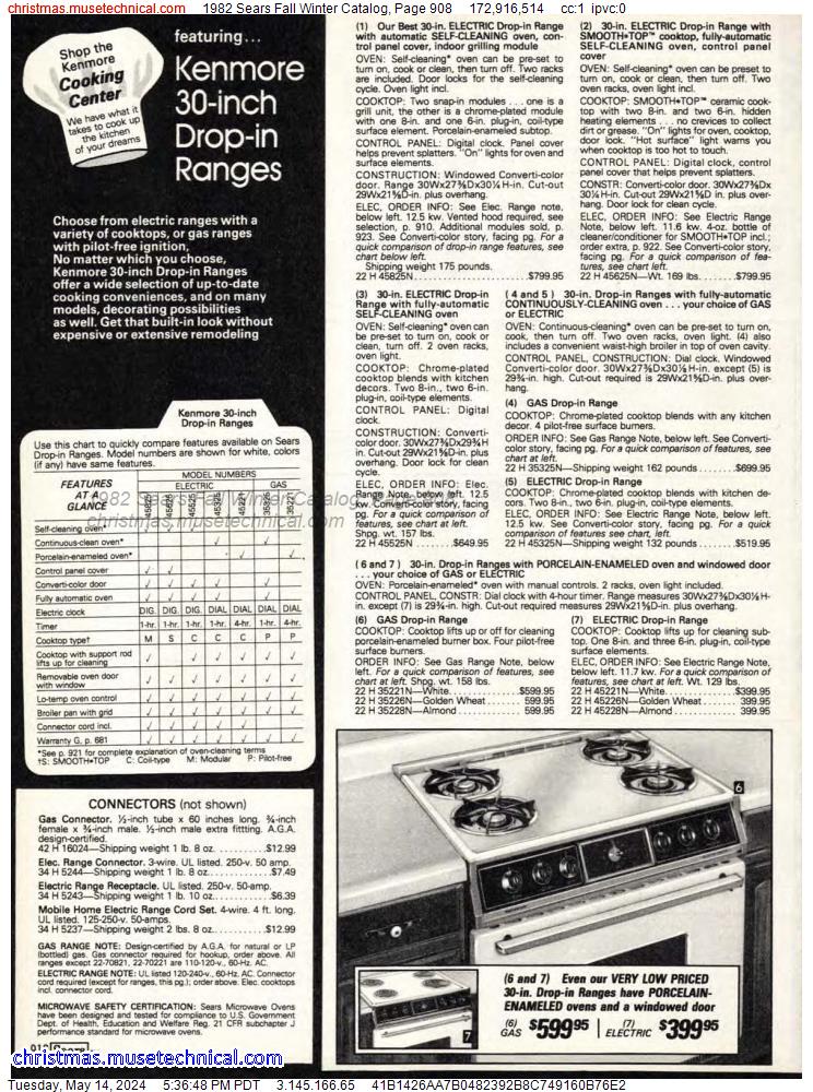 1982 Sears Fall Winter Catalog, Page 908
