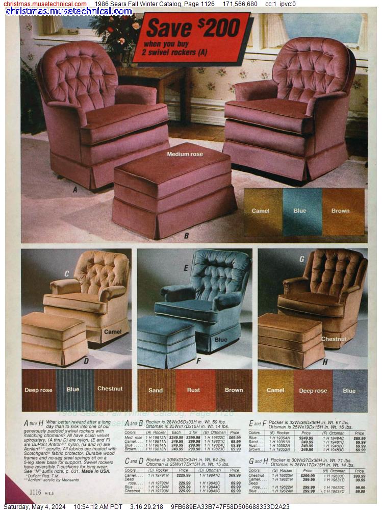 1986 Sears Fall Winter Catalog, Page 1126