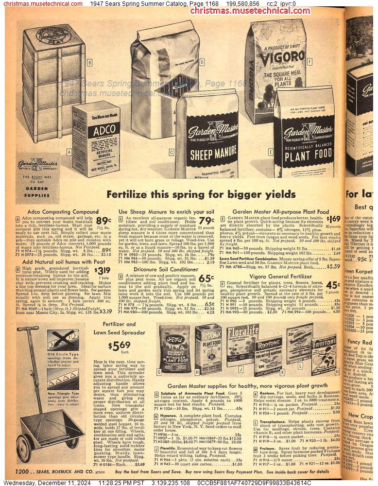 1947 Sears Spring Summer Catalog, Page 1168