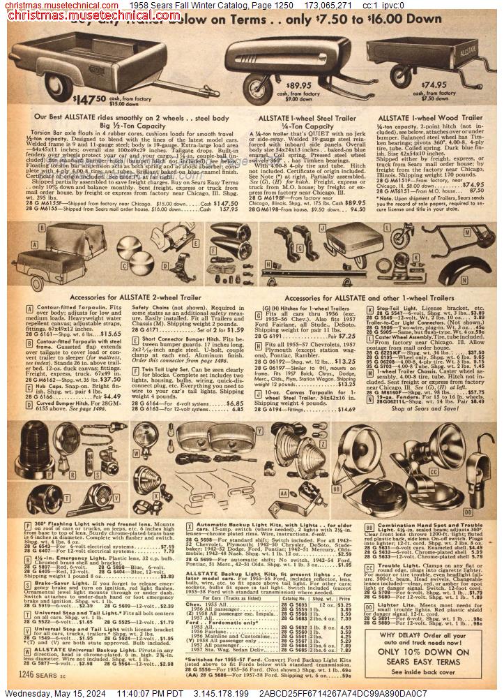 1958 Sears Fall Winter Catalog, Page 1250