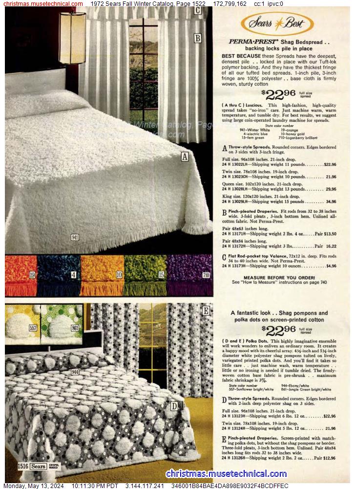 1972 Sears Fall Winter Catalog, Page 1522