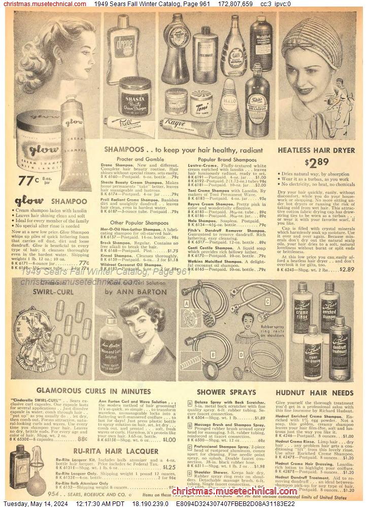 1949 Sears Fall Winter Catalog, Page 961