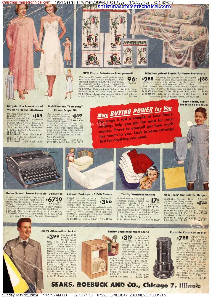 1951 Sears Fall Winter Catalog, Page 1362