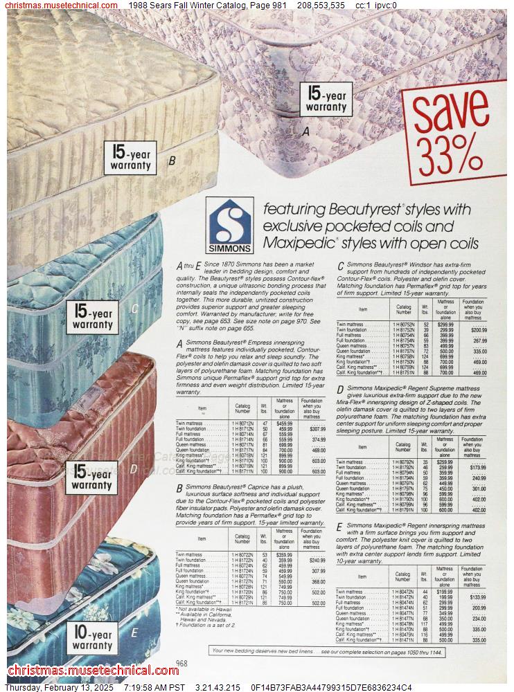 1988 Sears Fall Winter Catalog, Page 981