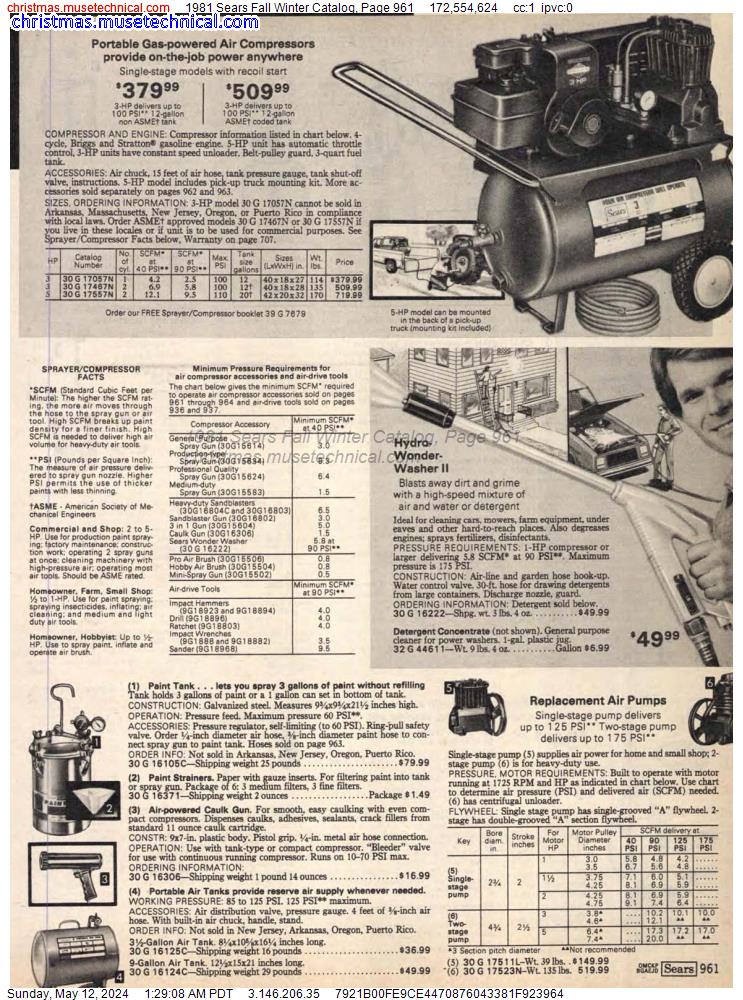 1981 Sears Fall Winter Catalog, Page 961