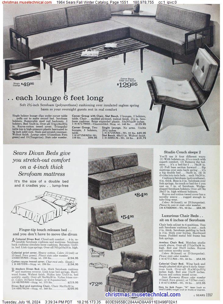 1964 Sears Fall Winter Catalog, Page 1551