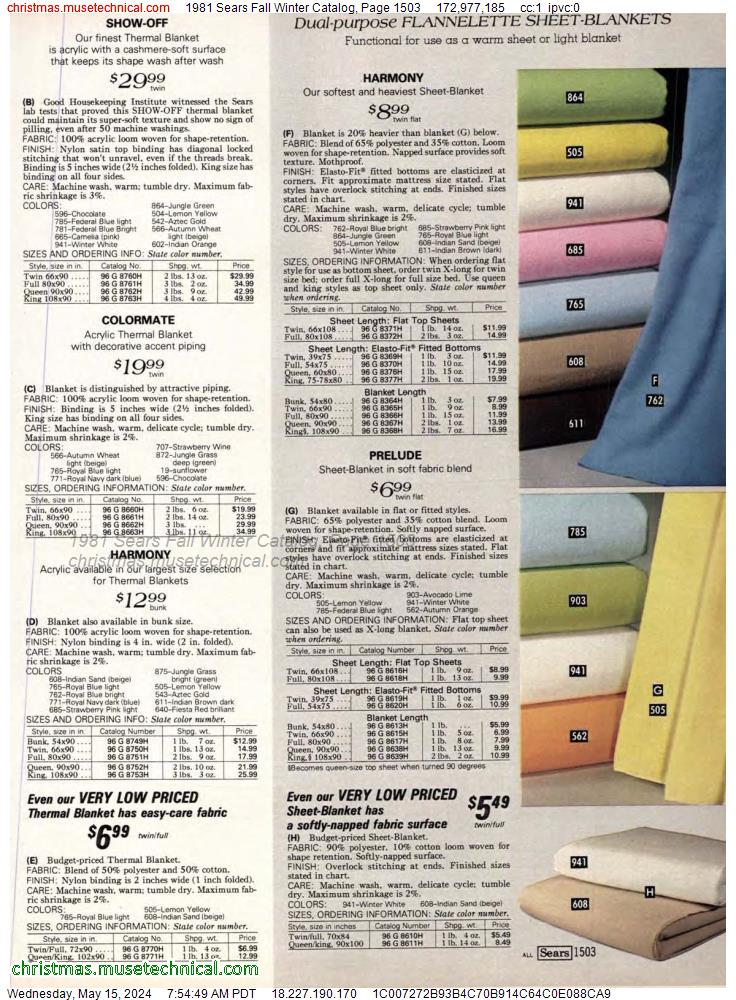 1981 Sears Fall Winter Catalog, Page 1503