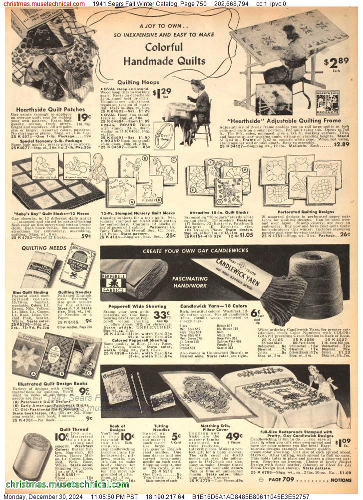 1941 Sears Fall Winter Catalog, Page 750