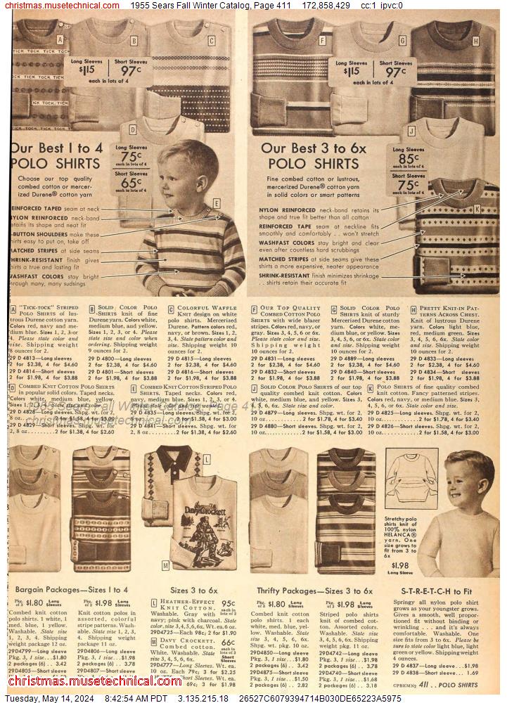 1955 Sears Fall Winter Catalog, Page 411